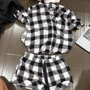 womens Black and White Plaid Pajama Set victorias secret